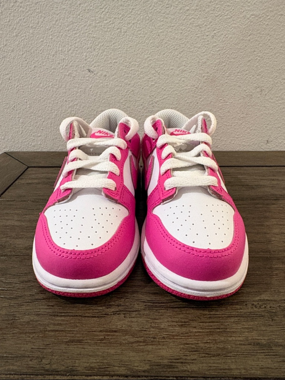 NIB [Nike] Dunk Low Top Shoes Sneakers Fuchsia Pink/White Little Kids Youth 11 C - Picture 9 of 16